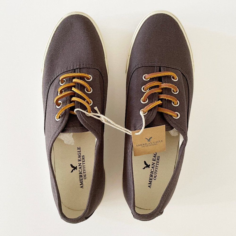 NWT American Eagle Grey Canvas Low Top Sneakers 8